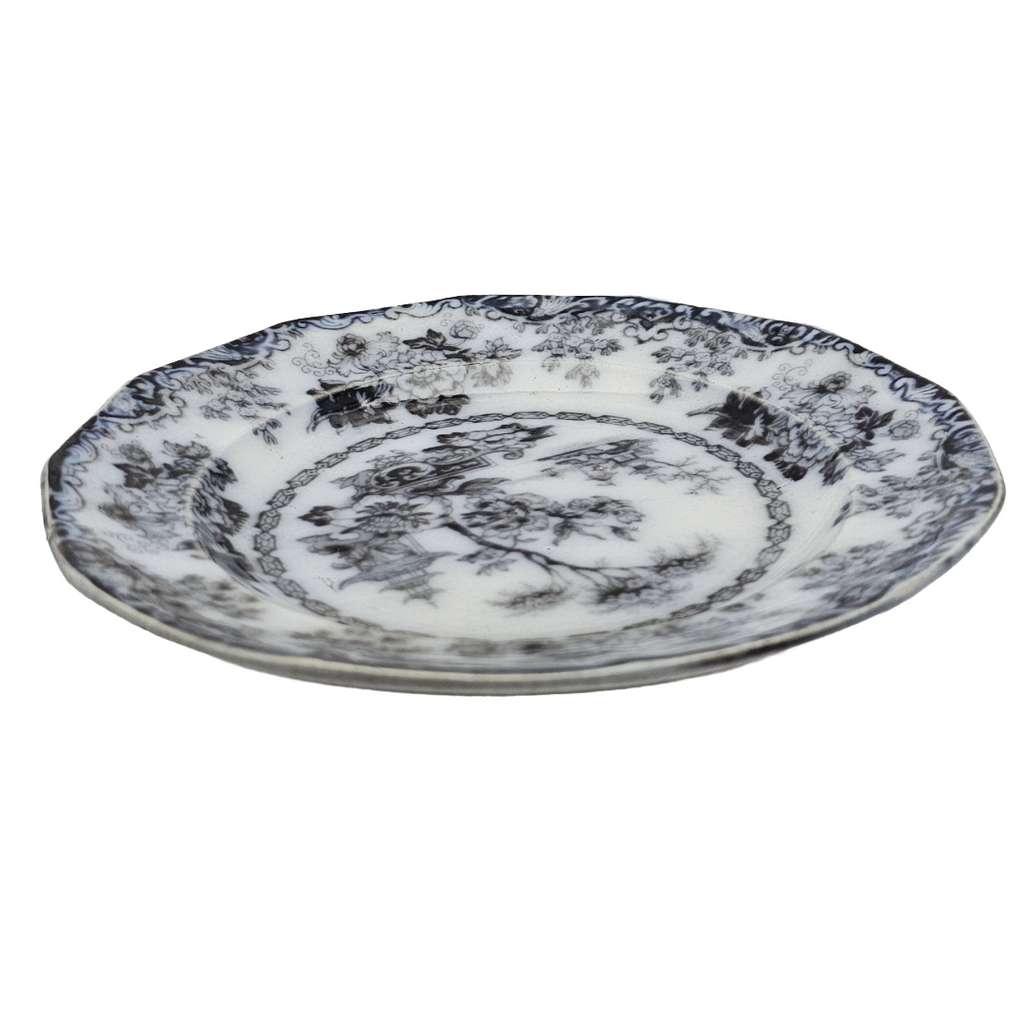 Antique English Ironstone Mulberry Transfer Plate Rhoda Gardens Pattern Circa 1840-1850