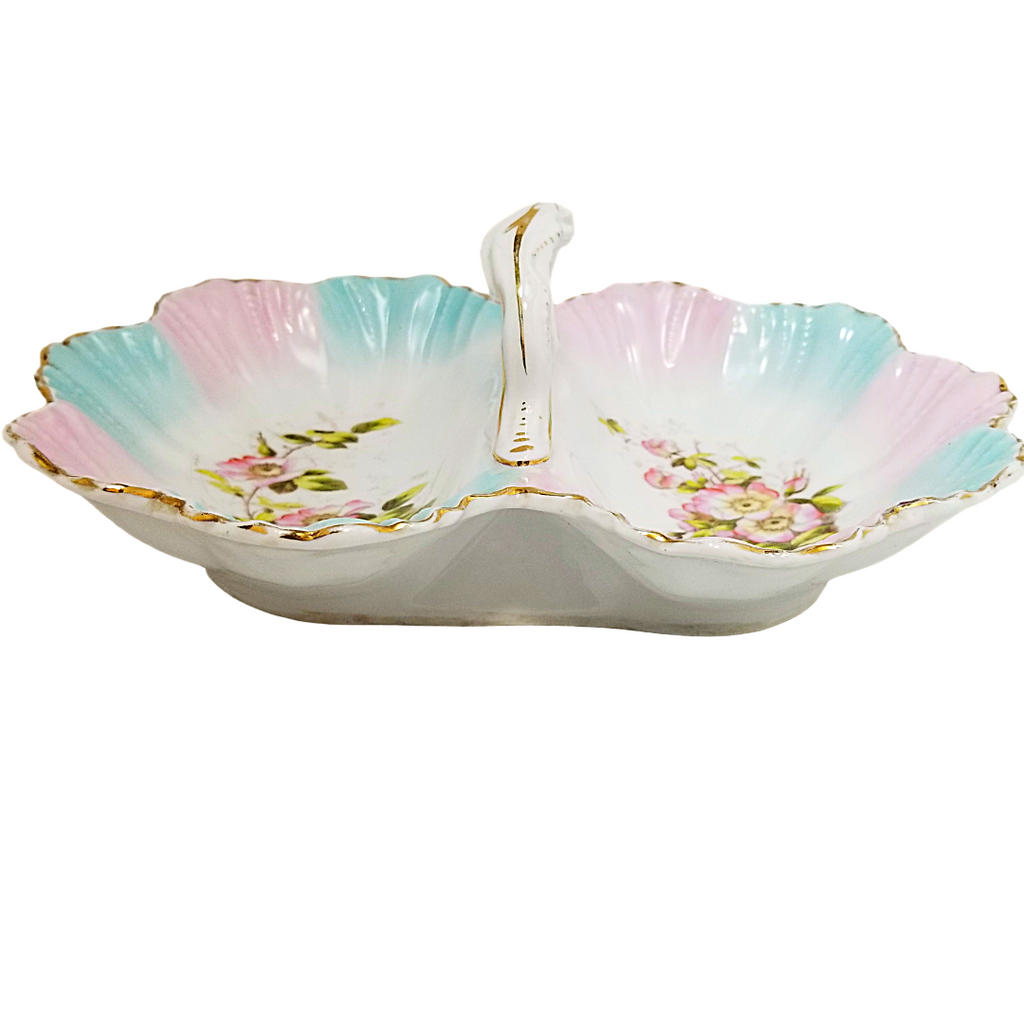 KPM Porcelain Double Sided Serving Dish Basket Style w/ Handle