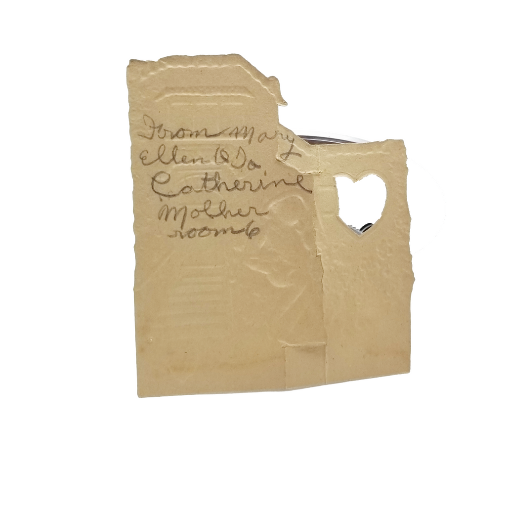 Vintage German Valentine Die Cut Card Fold Out Boy in Open Window