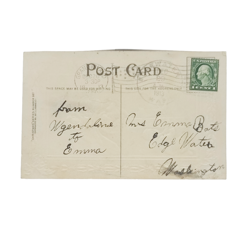 Christmas Postcard Boys Tripping Santa Leaving Toy Store Series 567 JJ Marks