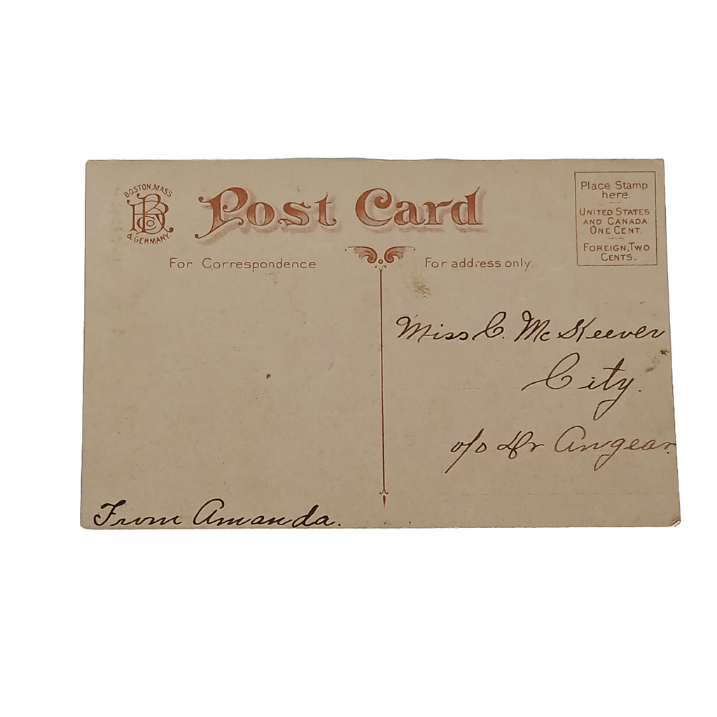 Christmas Postcard Santa Claus on Bicycle in Snow Robbins Publishing 1900s