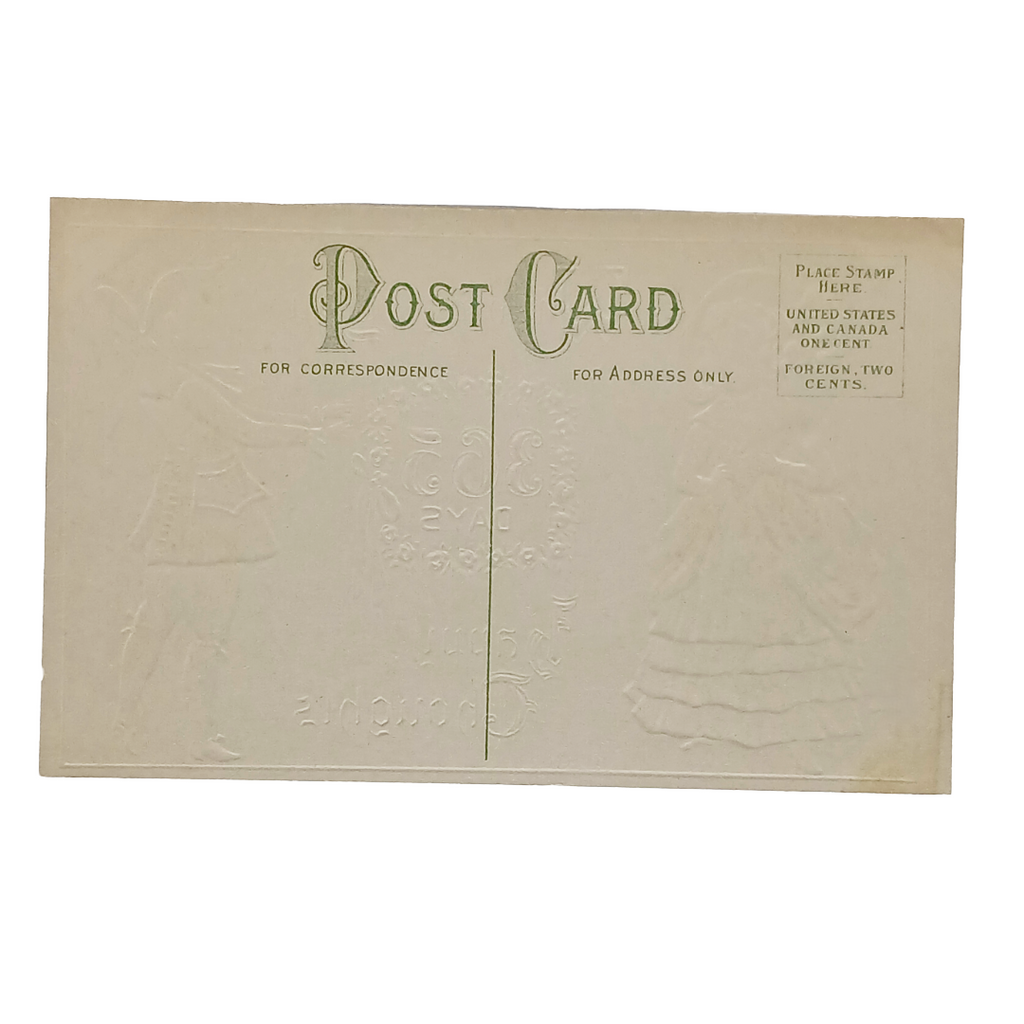 New Year Postcard Two Children Hanging Flower Wreath Calendar Series 916