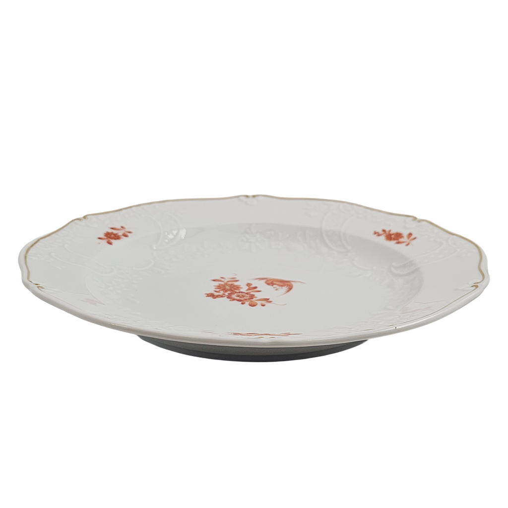 WWII Era Meissen German Porcelain Dessert Plate Red Pheasant Pattern