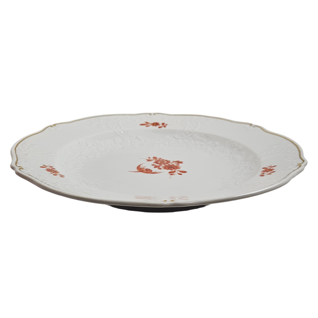 WWII Era Meissen German Porcelain Luncheon or Dinner Plate Red Pheasant Pattern
