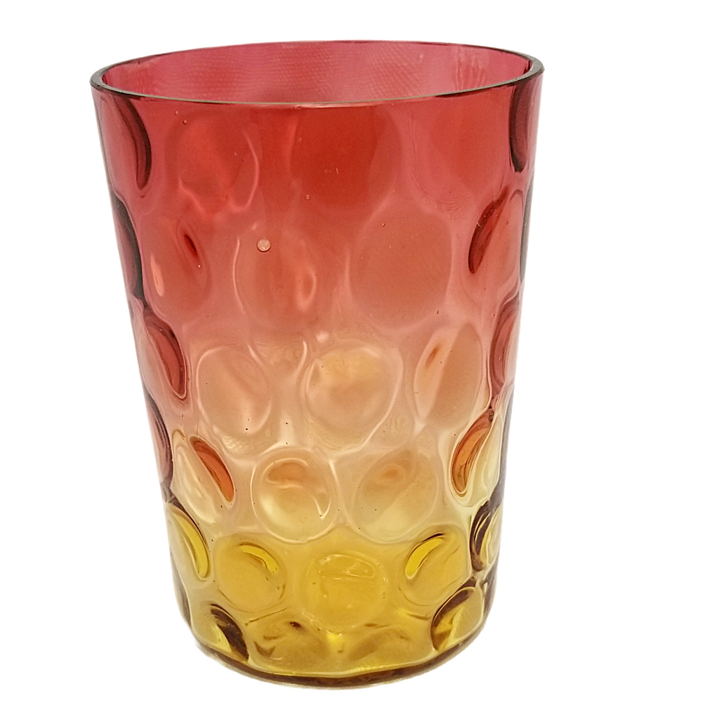 Amberina Glass Tumbler, Inverted Thumbprint Dot Optic Pattern, New England Glass Co 1800s
