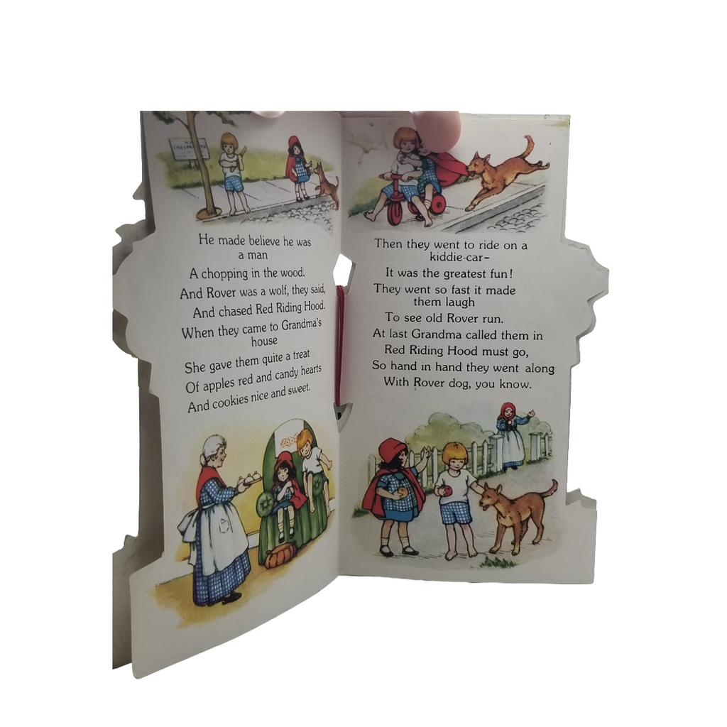 Vintage Valentine Die Cut Red Riding Hood Storybook Card