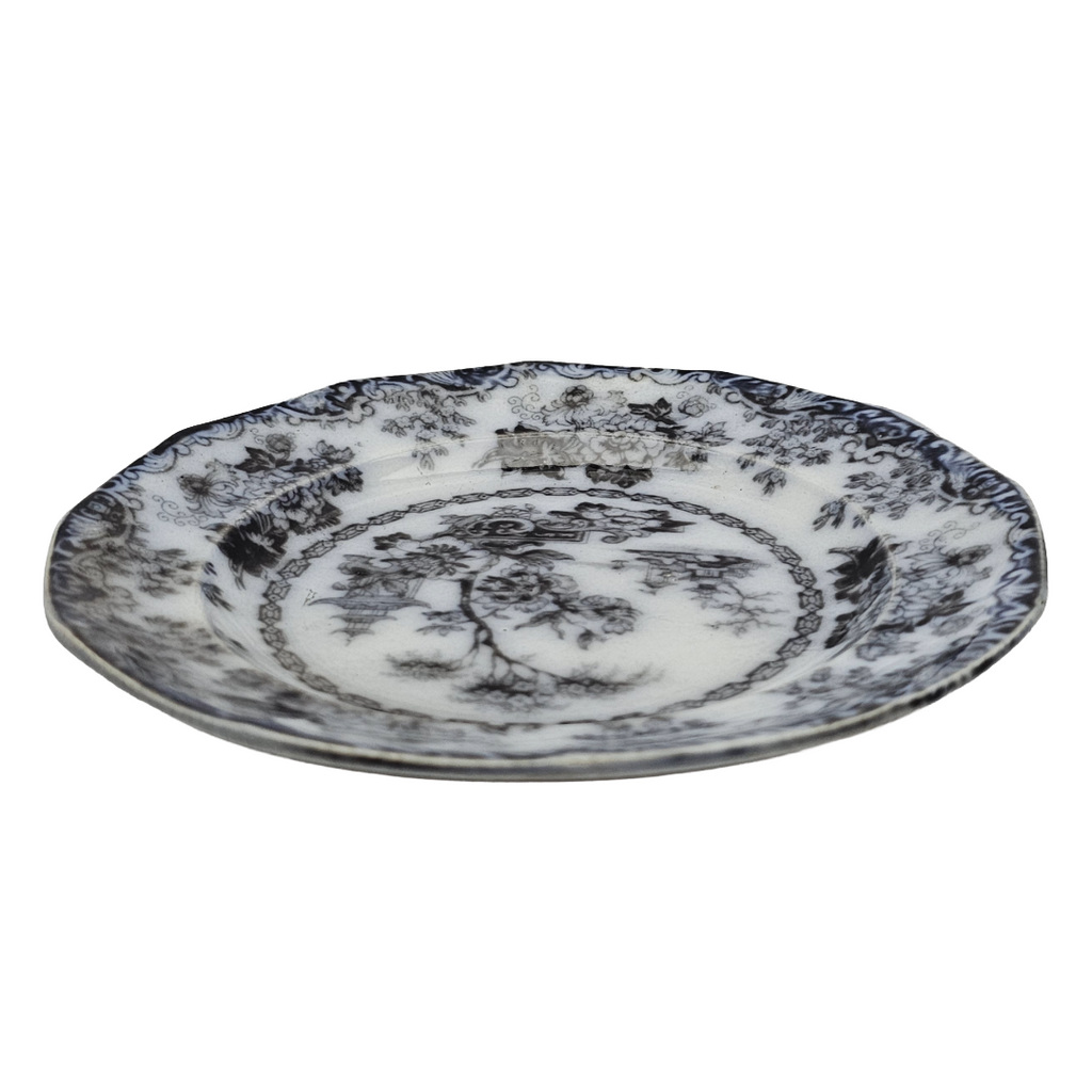 Antique English Ironstone Mulberry Transfer Plate Rhoda Gardens Pattern Circa 1840-1850