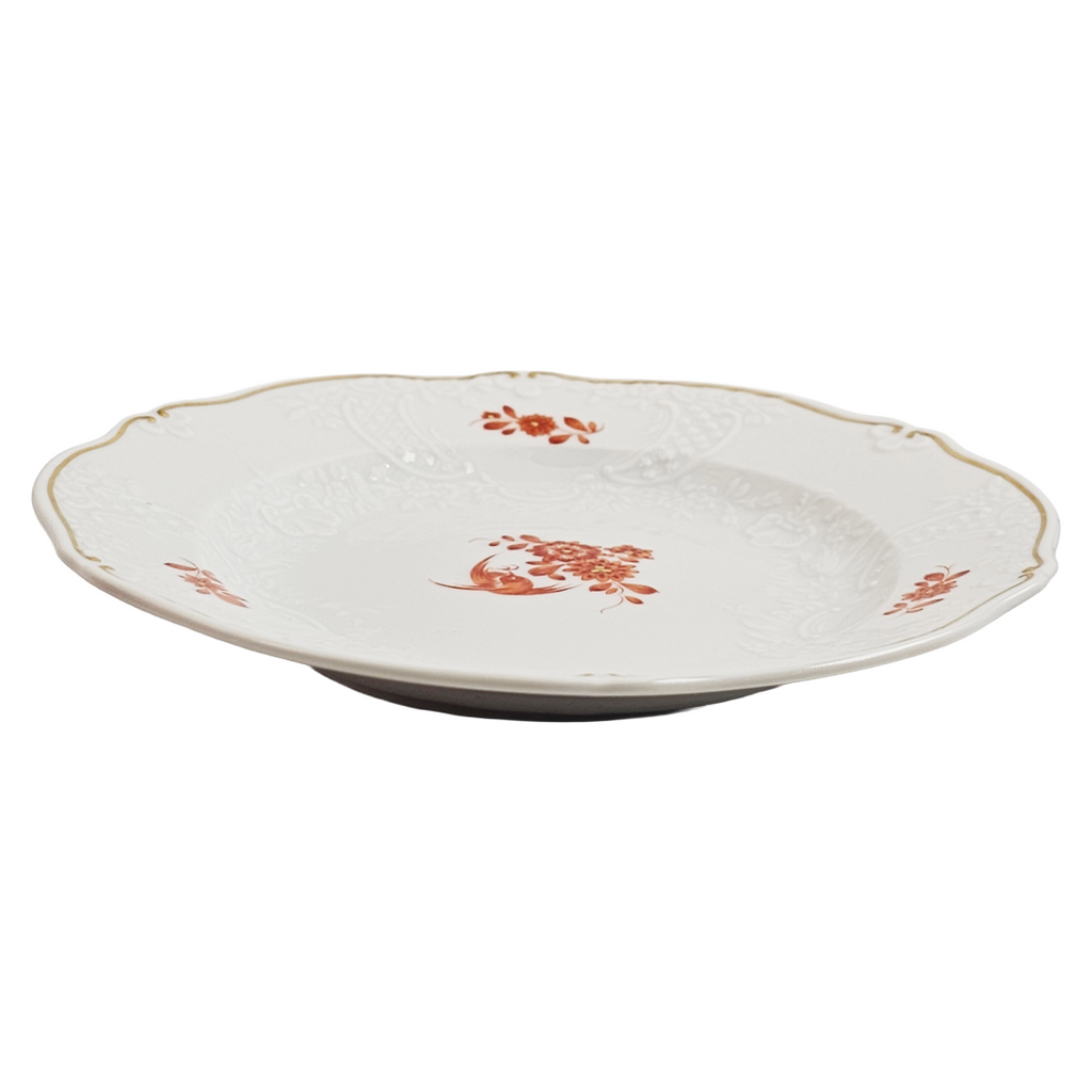 WWII Era Meissen German Porcelain Dessert Plate Red Pheasant Pattern