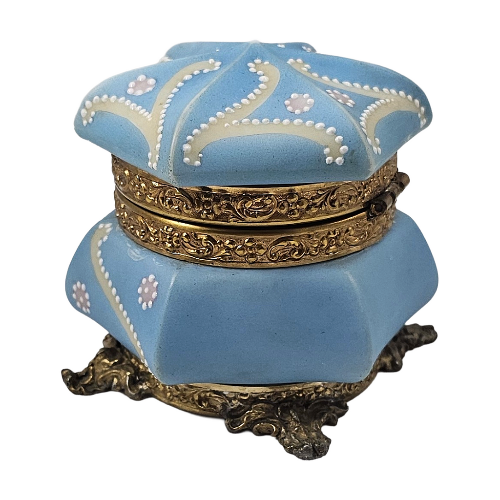 C. F. Monroe Nakara Powder Blue Footed Trinket Dresser Box