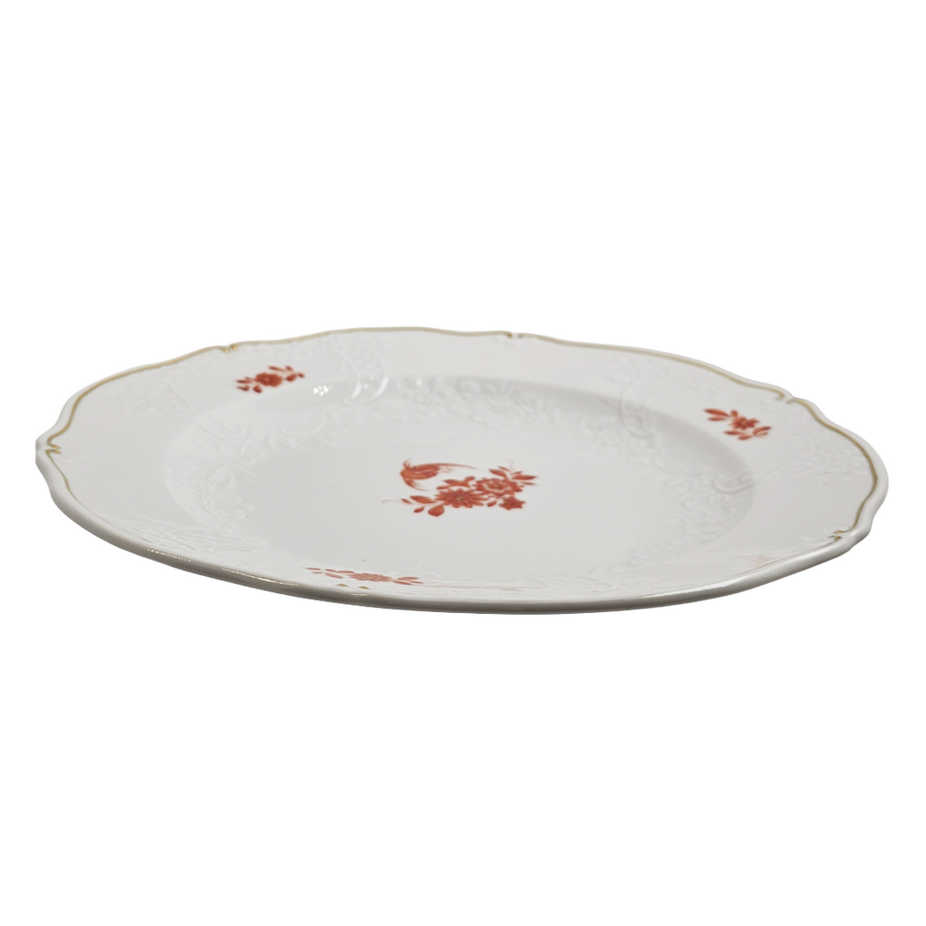 WWII Era Meissen German Porcelain Luncheon or Dinner Plate Red Pheasant Pattern