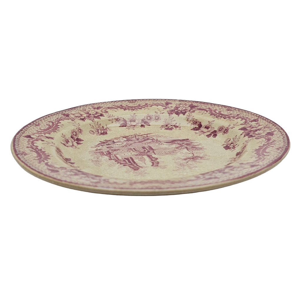 Antique English Ironstone Plum Transferware Plate ANTIQUARIAN Deer Thomas Fell