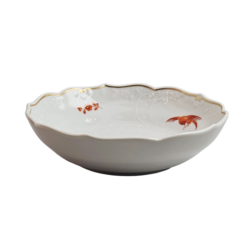 WWII Era Meissen German Porcelain Snack Bowl Red Pheasant Pattern