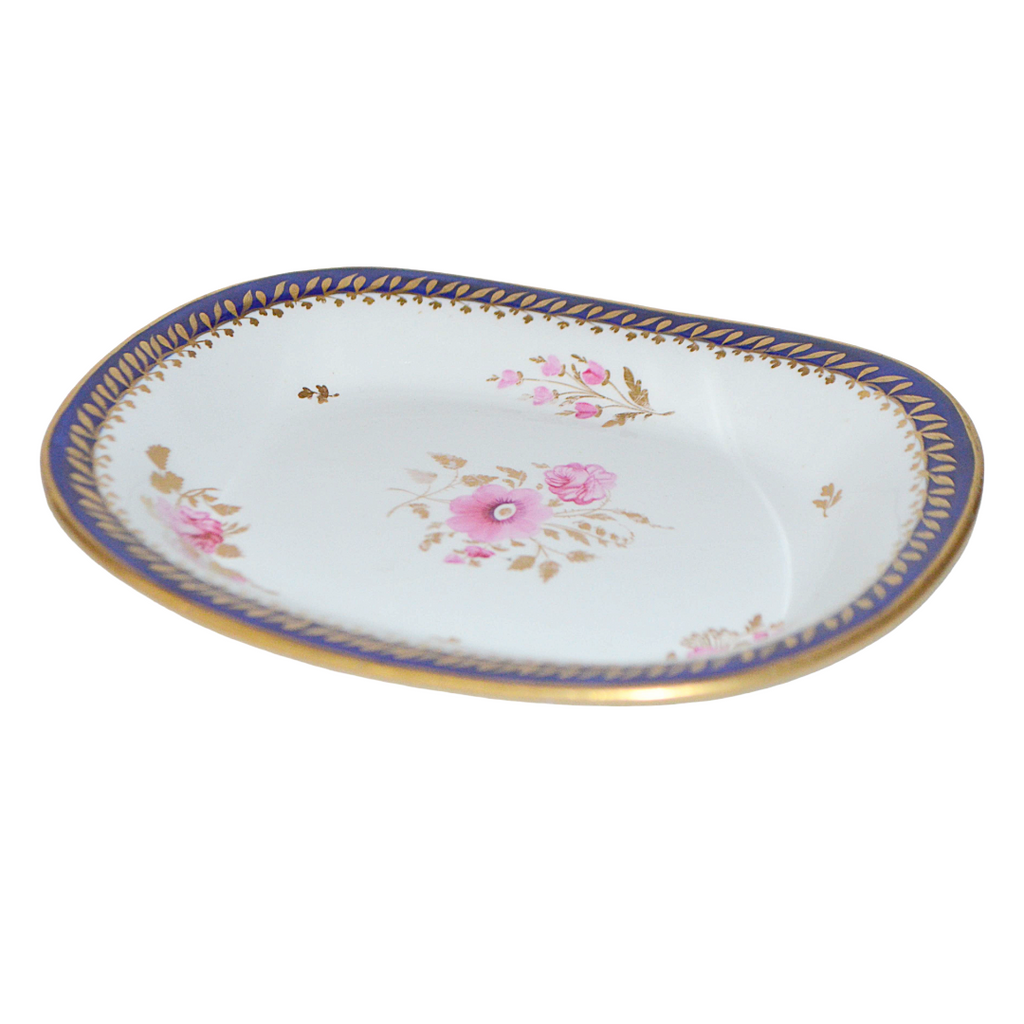 Georgian Period Coalport Hand Painted Cobalt Gold Floral Teapot Stand