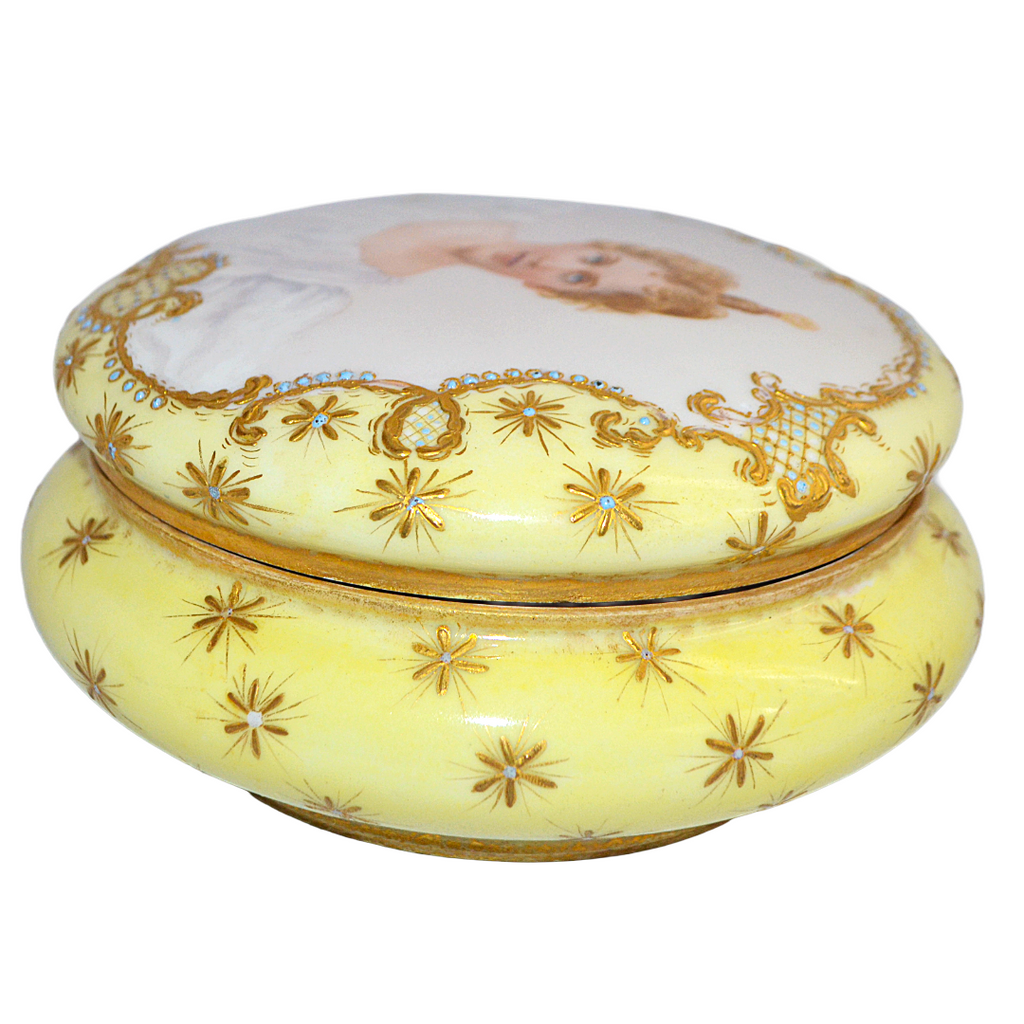 Limoges Portrait Dresser Box Jewelry Casket Vanity Jar Artist Signed
