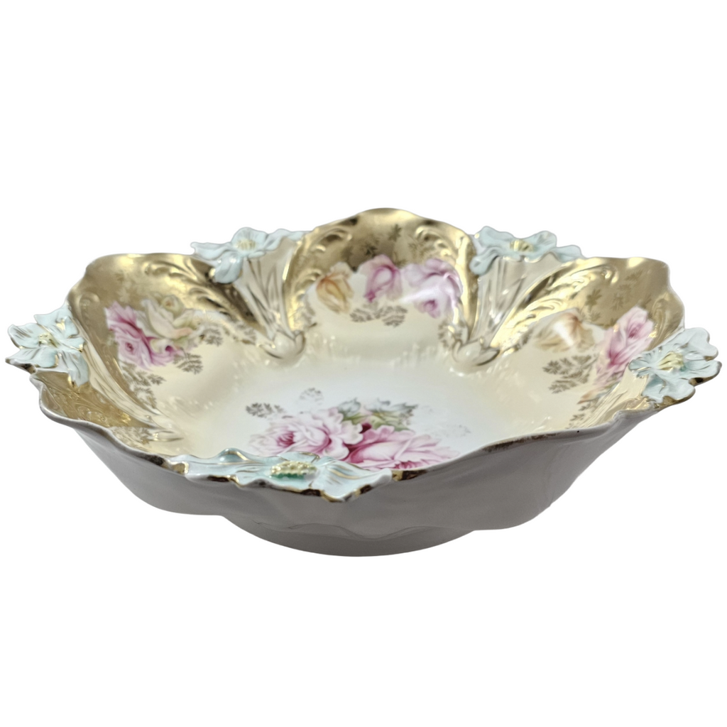 RS Prussia Porcelain Bowl Lily Mold 29 Pink Rose Decor