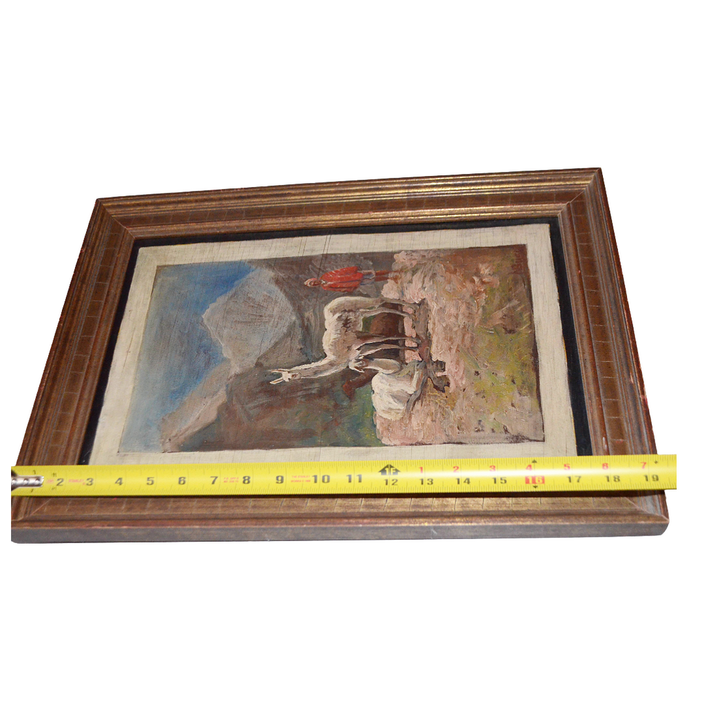 Artist Bush (AMERICAN, 1834 - 1894) Signed NBUSH Oil Peruvian Man Andes Landscape