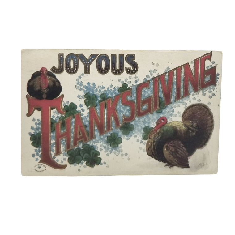 Thanksgiving Postcard Joyous Thanksgivings Embossed Turkey Series 127
