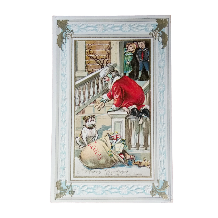 Christmas Postcard Santa Trapped By Bulldog Series 567 JJ Marks