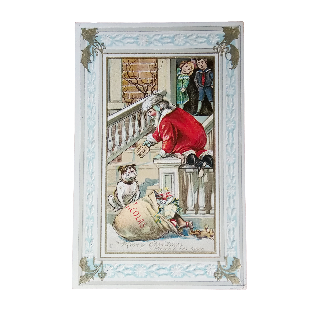 Christmas Postcard Santa Trapped By Bulldog Series 567 JJ Marks