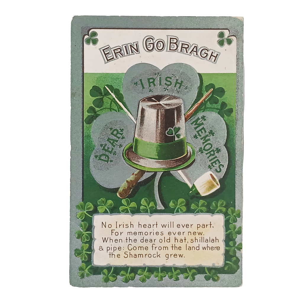 Vintage Saint Patrick's Day Postcard Erin Go Braugh Silver Dear Irish Memories