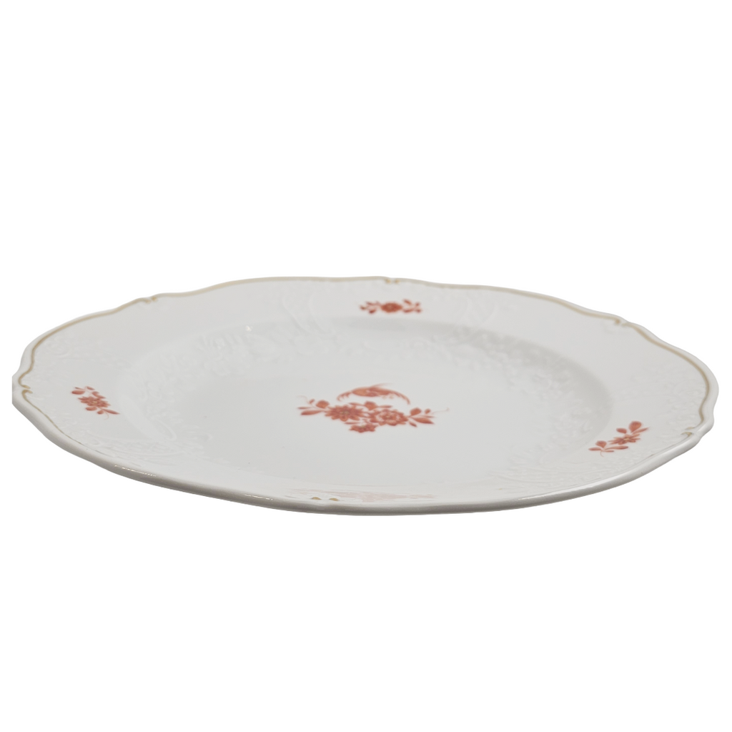 WWII Era Meissen German Porcelain Luncheon or Dinner Plate Red Pheasant Pattern