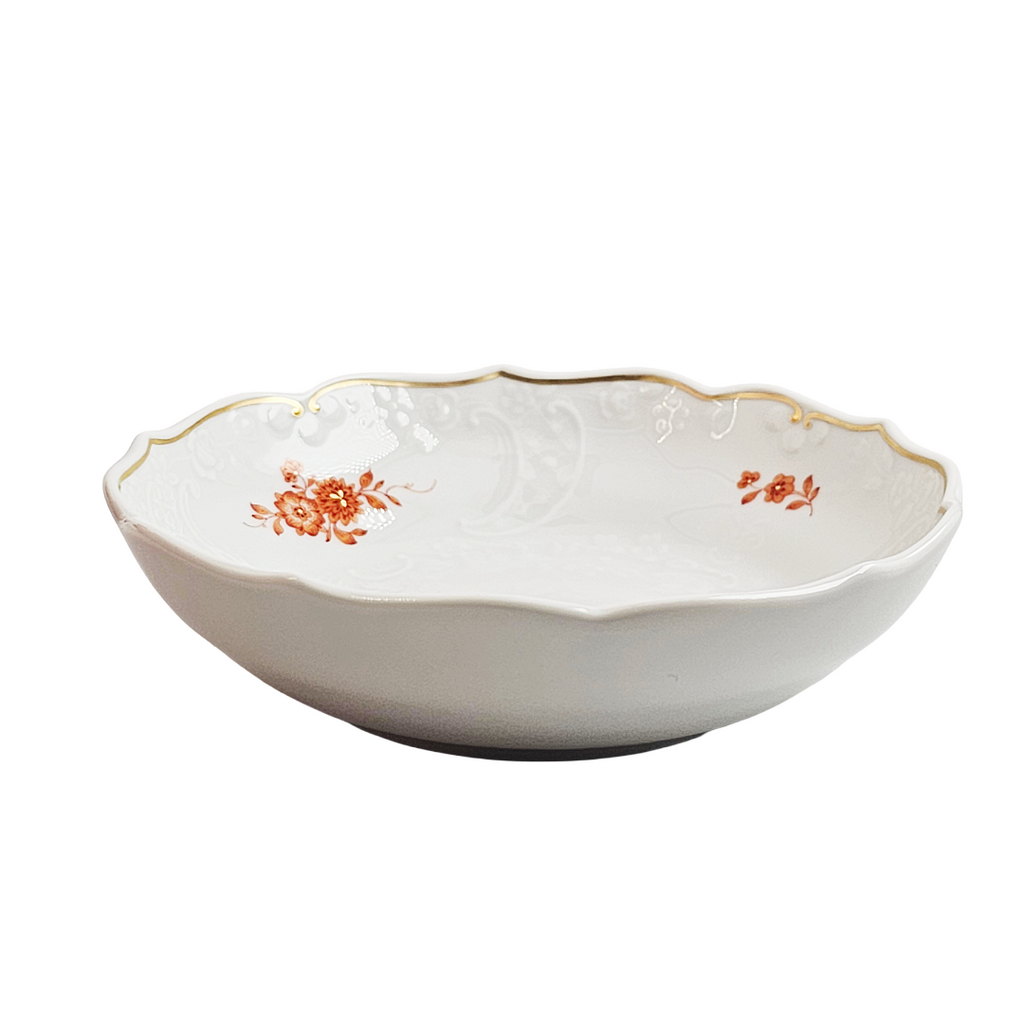 WWII Era Meissen German Porcelain Snack Bowl Red Pheasant Pattern