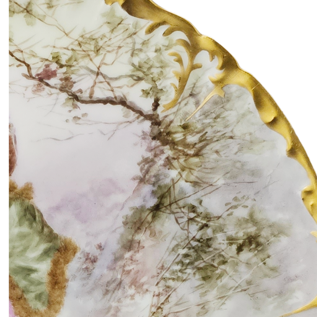 Antique Limoges French Porcelain Charger | JPL Hand Painted Plaque | Large Portrait Plate