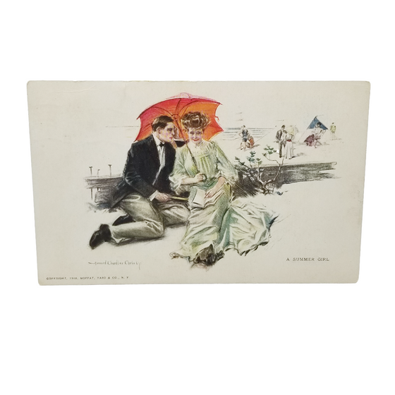 Romantic Postcard Edwardian Couple A Summer Girl Artist Christy