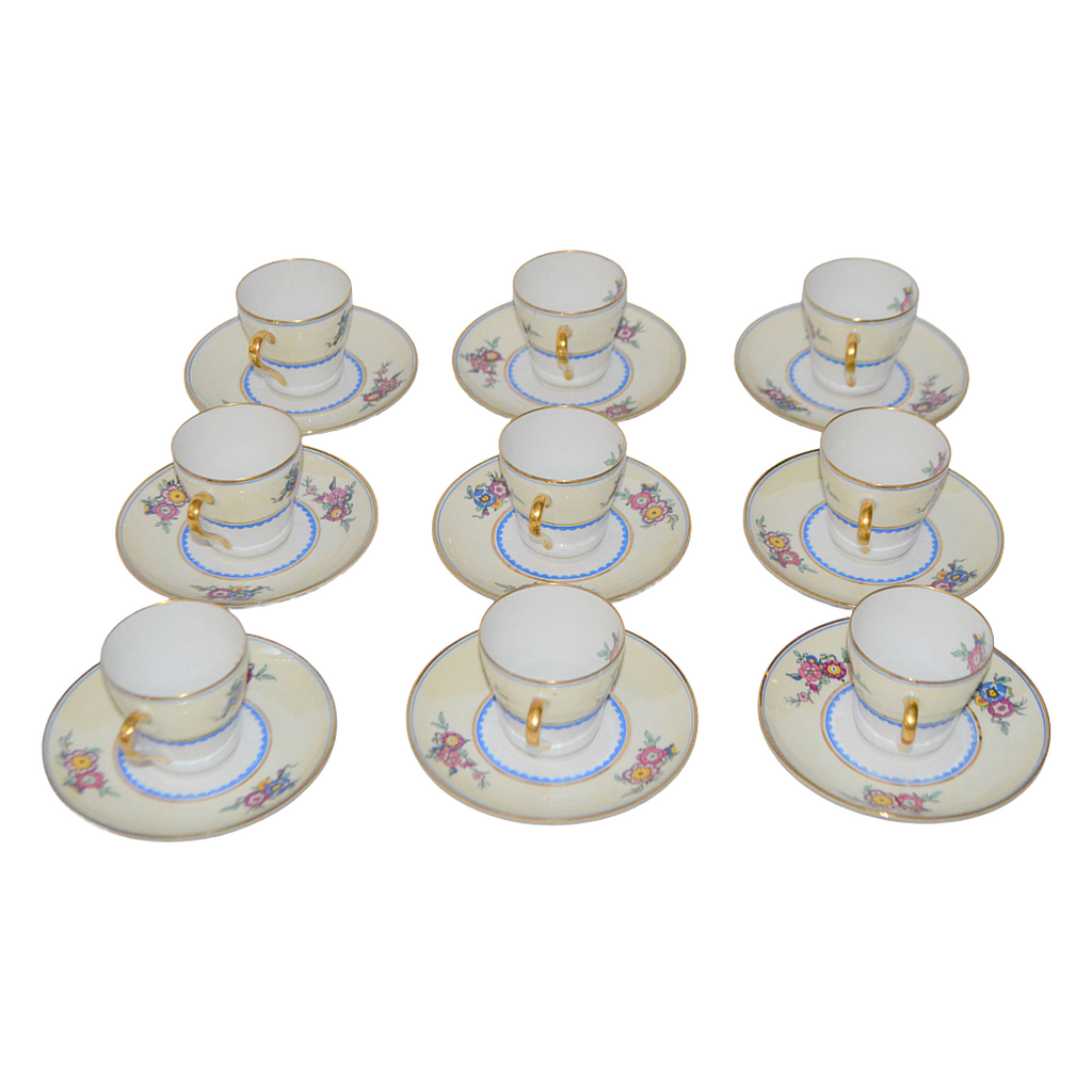 LIMOGES Porcelain Demitasse Cup Saucer Set C. Ahrenfeldt 18 Pc Teacup Service