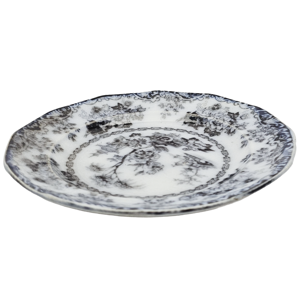 Antique English Ironstone Mulberry Transfer Plate Rhoda Gardens Pattern Circa 1840-1850