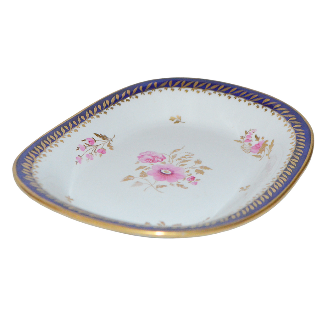 Georgian Period Coalport Hand Painted Cobalt Gold Floral Teapot Stand