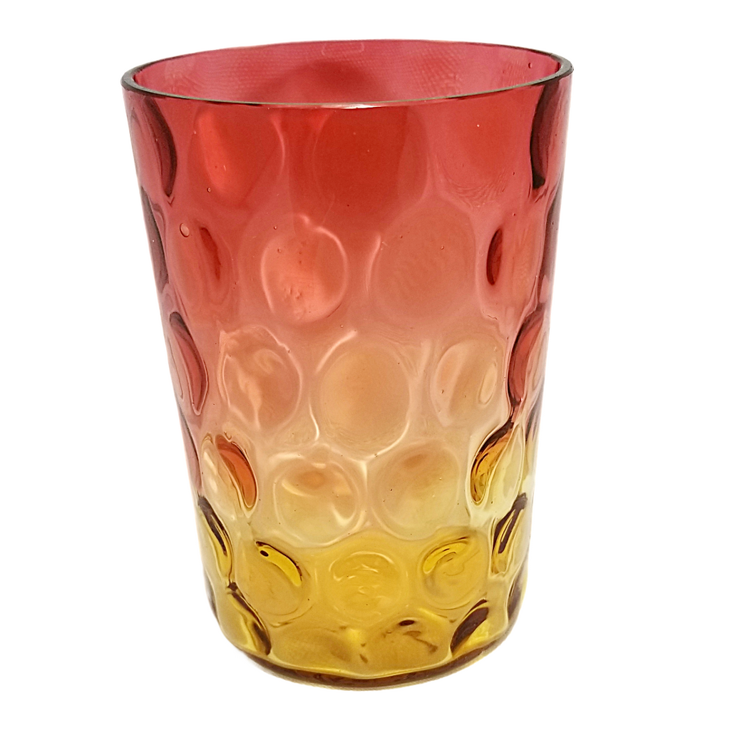 Amberina Glass Tumbler, Inverted Thumbprint Dot Optic Pattern, New England Glass Co 1800s