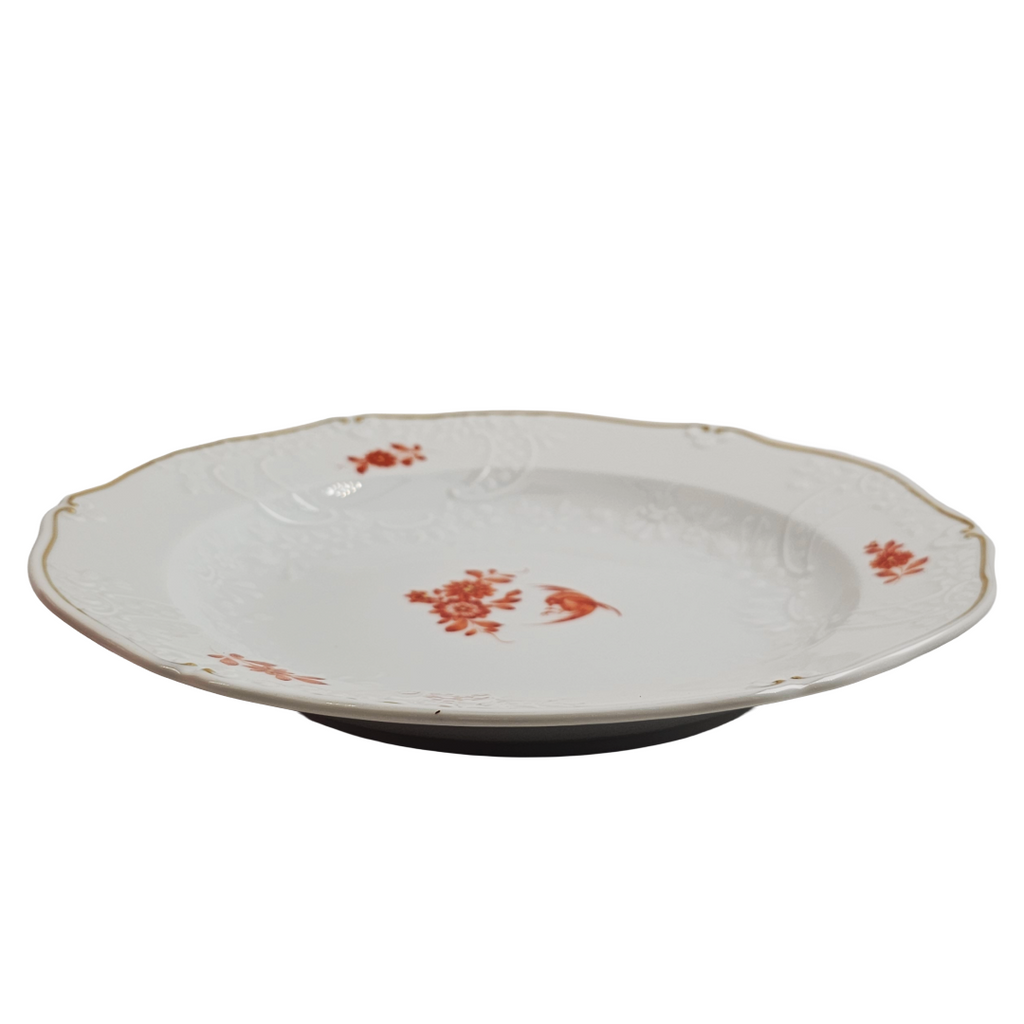 WWII Era Meissen German Porcelain Dessert Plate Red Pheasant Pattern