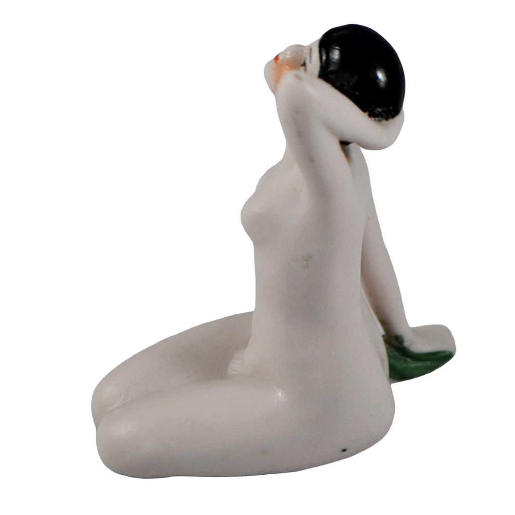 German Porcelain Bisque Art Deco Seated Doll Bathing Beauty Figurine