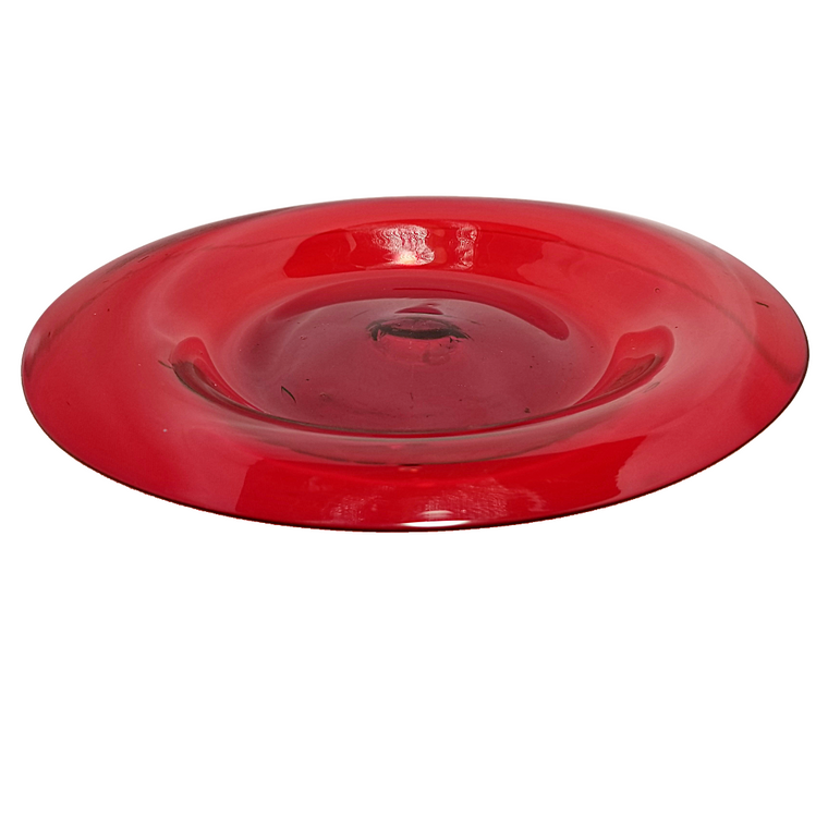 MCM Venetian Ruby Red Art Glass Rolled Rim Console Center Bowl