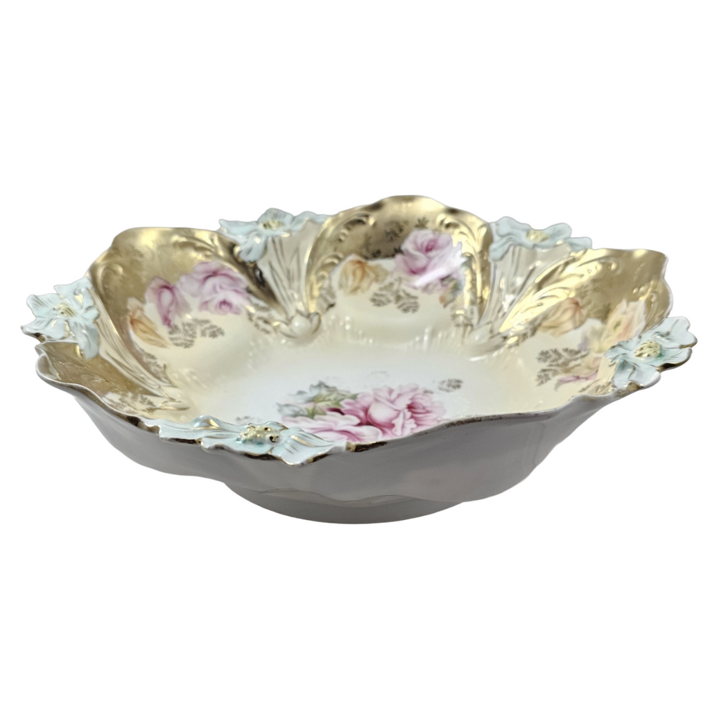 RS Prussia Porcelain Bowl Lily Mold 29 Pink Rose Decor
