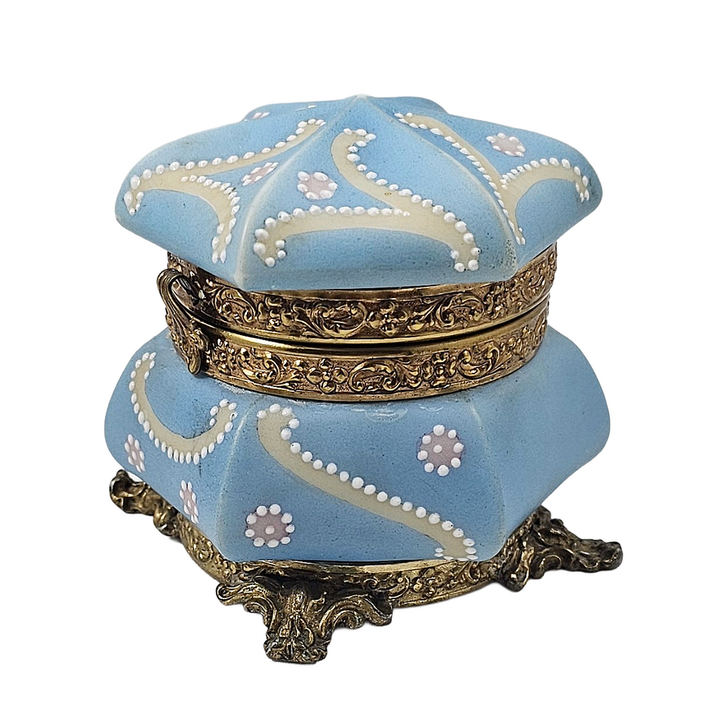 C. F. Monroe Nakara Powder Blue Footed Trinket Dresser Box