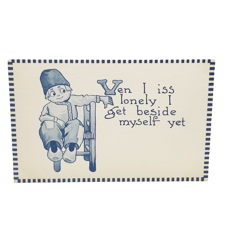 Dutch Boy Postcard Series 109, Vintage Illustrated Card, Blue & White Art, Bernhardt Wall