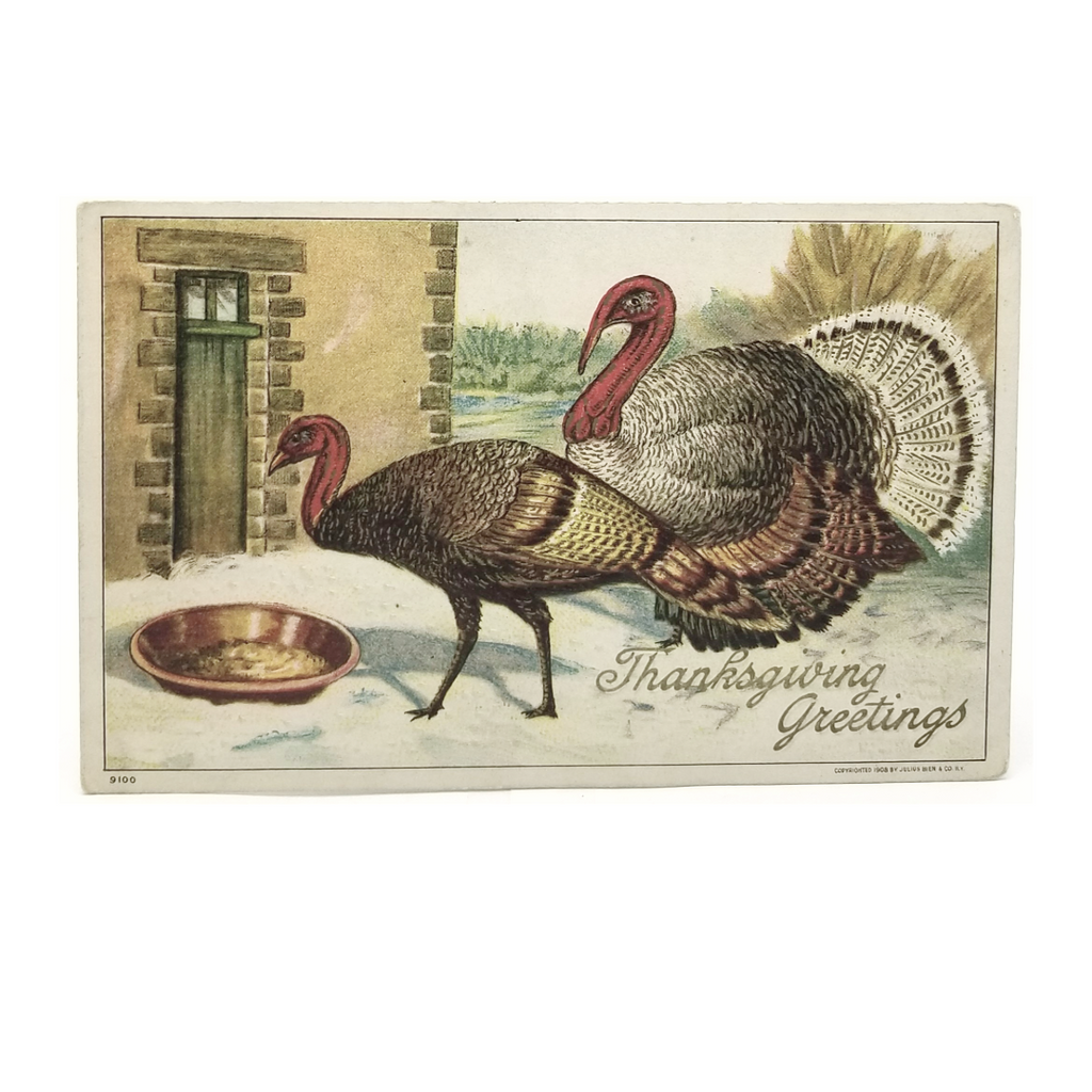 Thanksgiving Postcard Turkeys in Snow Series 910