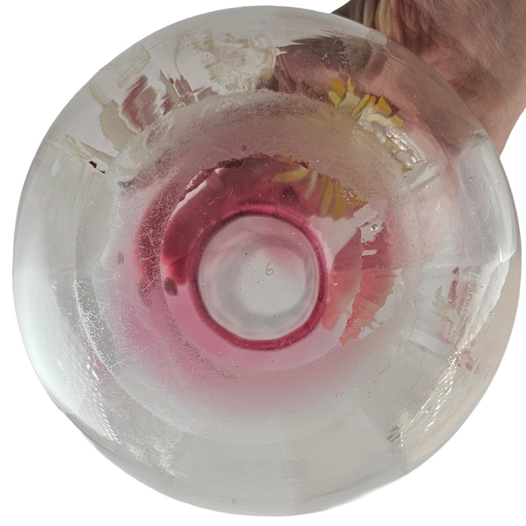 French Art Glass Chrysanthemums Vase, Legras St Denis Mont Joye Bottle Neck