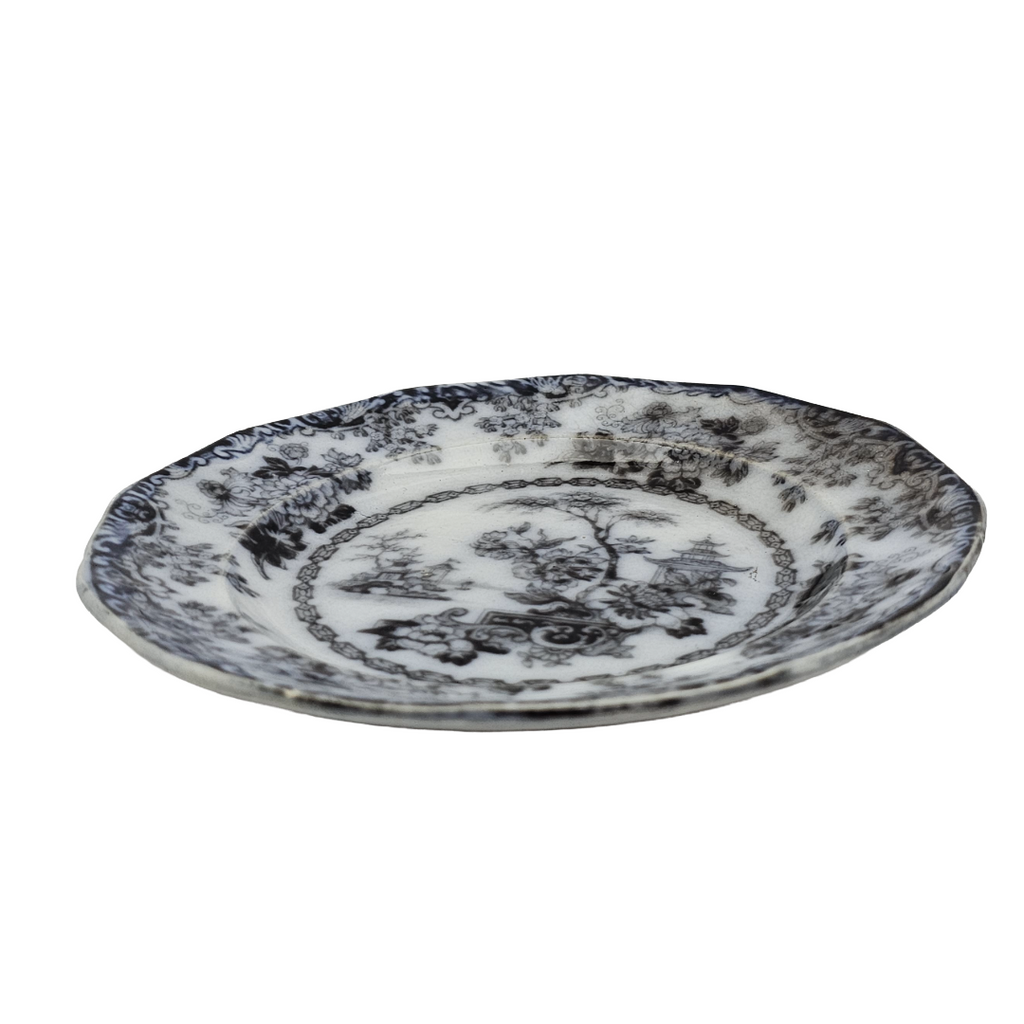 Antique English Ironstone Mulberry Transfer Plate Rhoda Gardens Pattern Circa 1840-1850