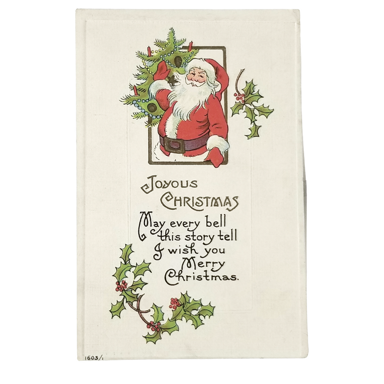 Antique Christmas Card, Santa Claus Postcard Art Nouveau Style Bergman Publishing