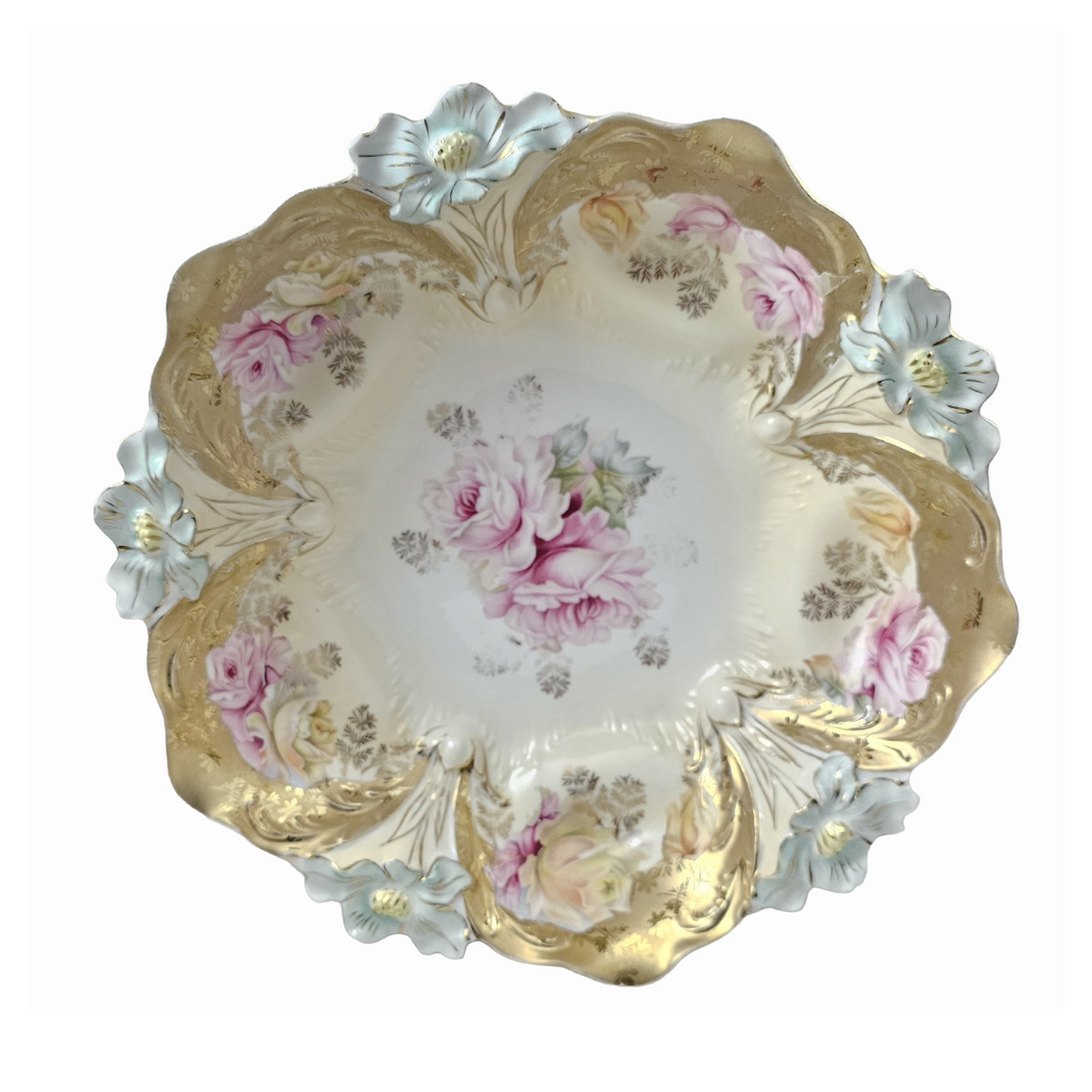 RS Prussia Porcelain Bowl Lily Mold 29 Pink Rose Decor