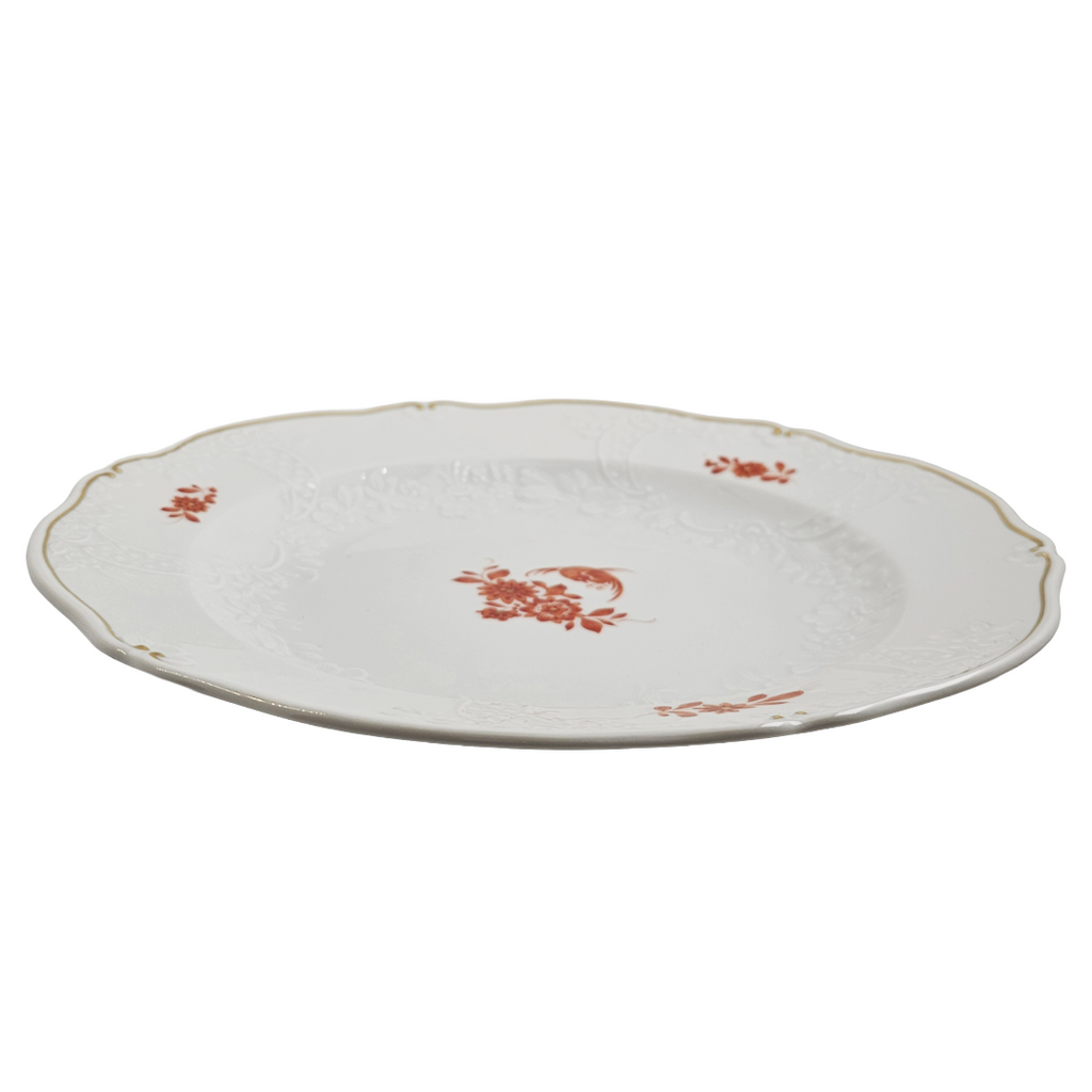 WWII Era Meissen German Porcelain Luncheon or Dinner Plate Red Pheasant Pattern