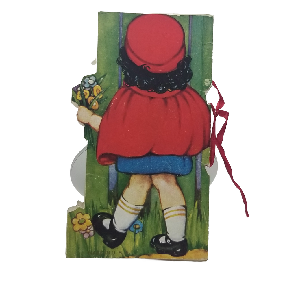 Vintage Valentine Die Cut Red Riding Hood Storybook Card