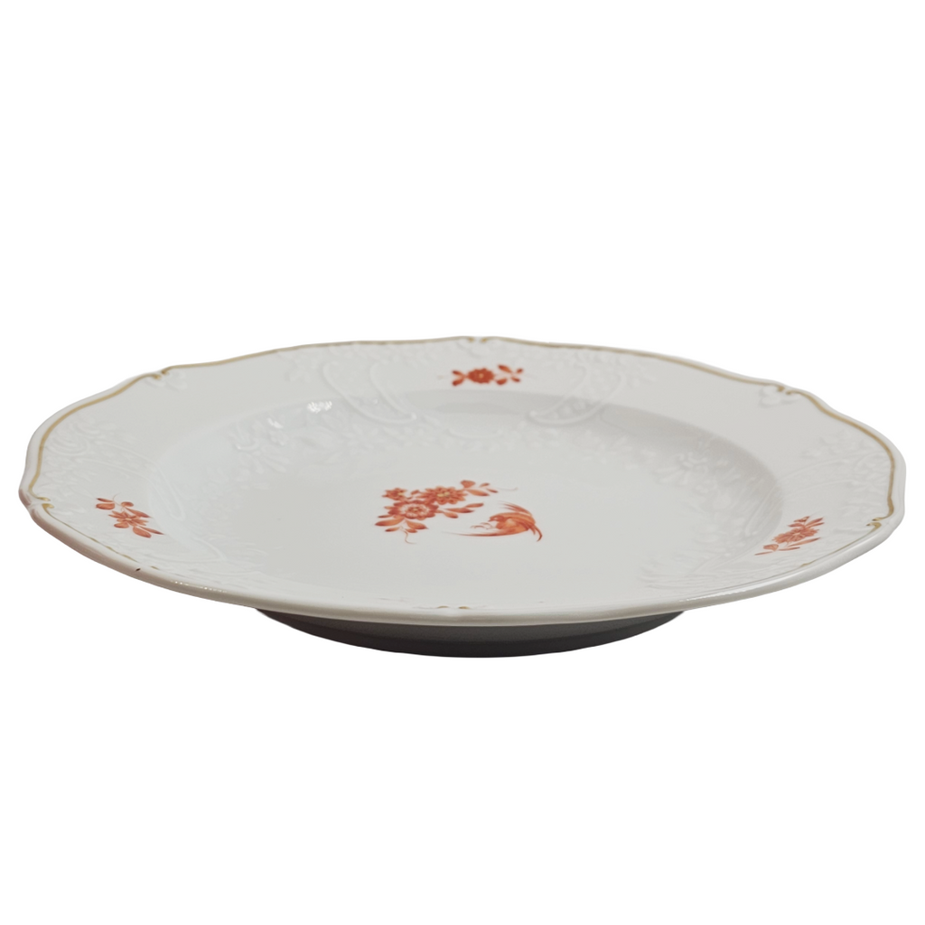 WWII Era Meissen German Porcelain Dessert Plate Red Pheasant Pattern