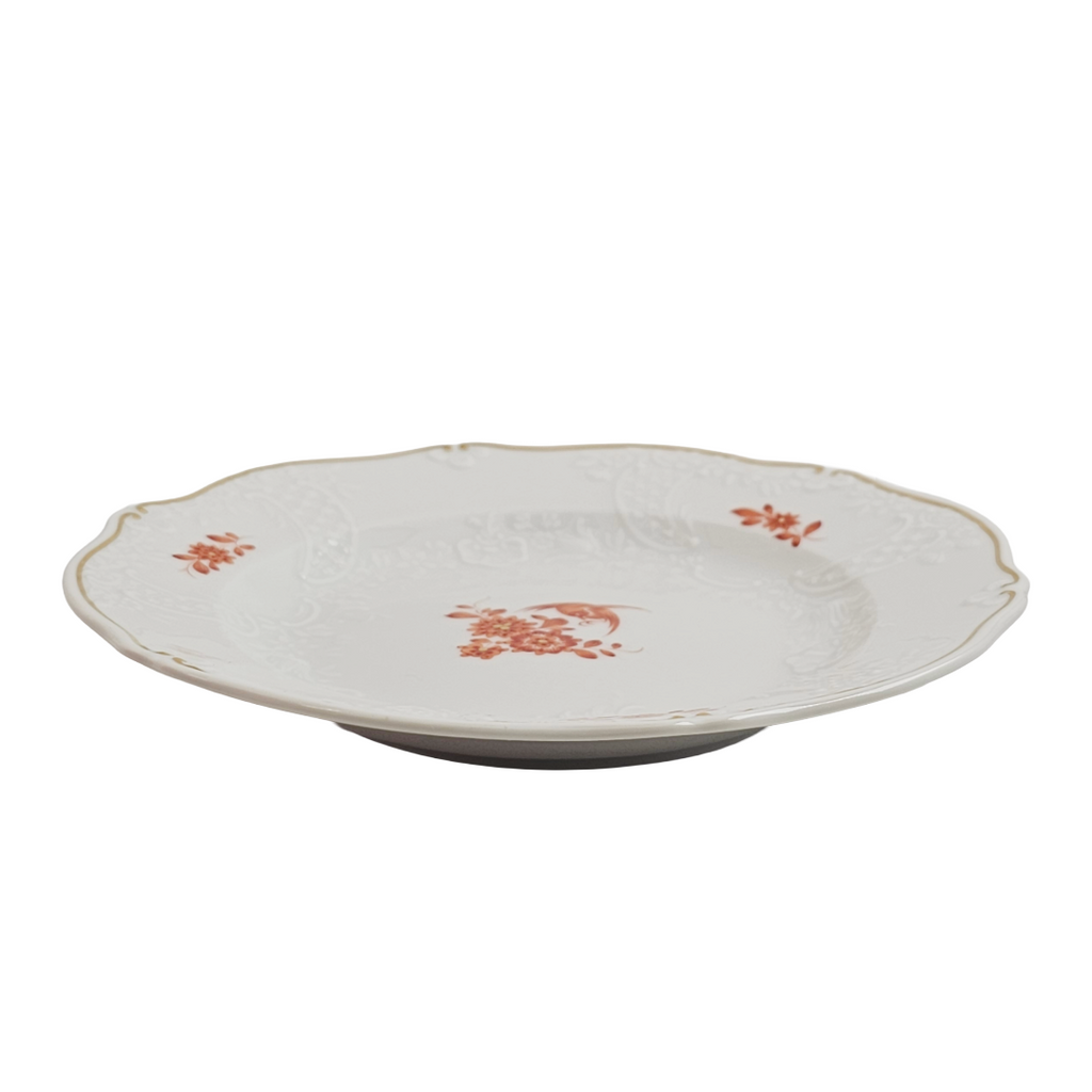 WWII Era Meissen German Porcelain Dessert Plate Red Pheasant Pattern