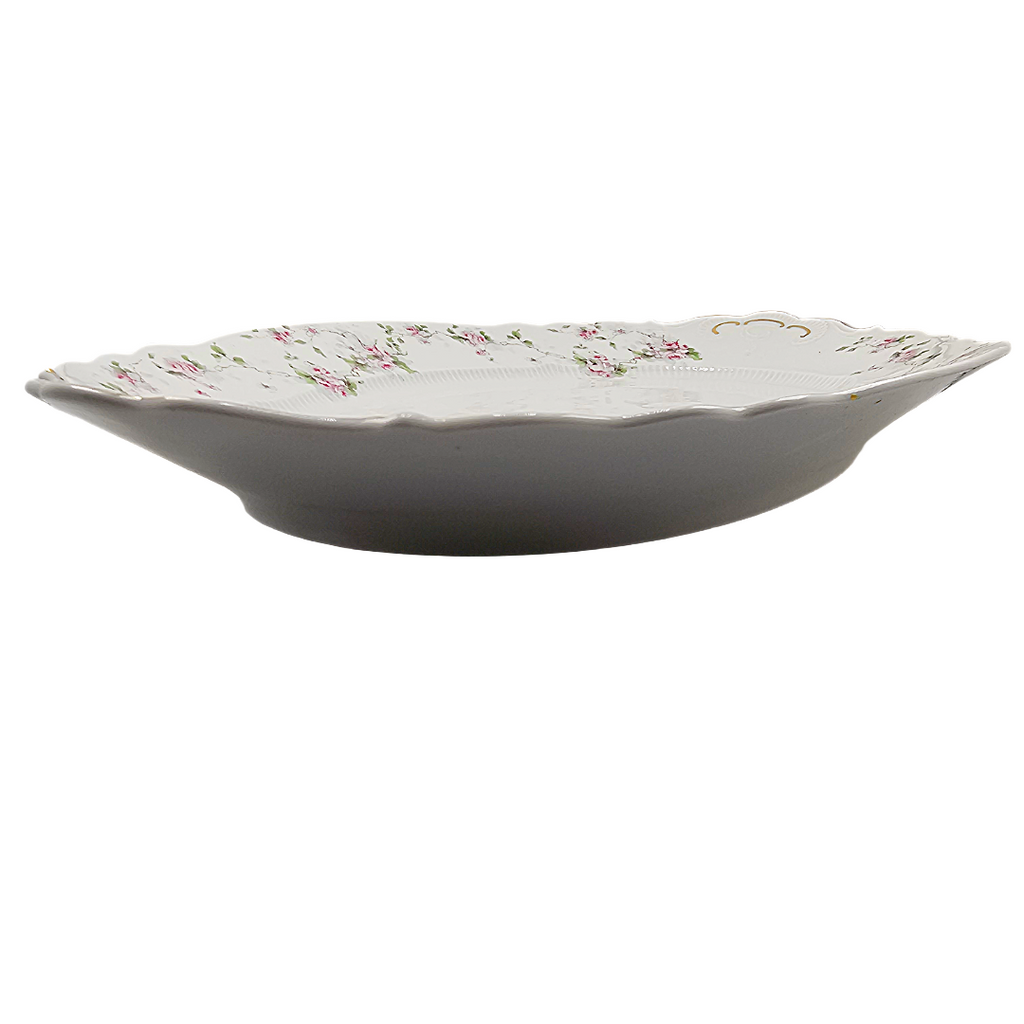 Large Antique Austrian Porcelain Carlsbad Serving Platter Pink Cabbage Rose Pattern