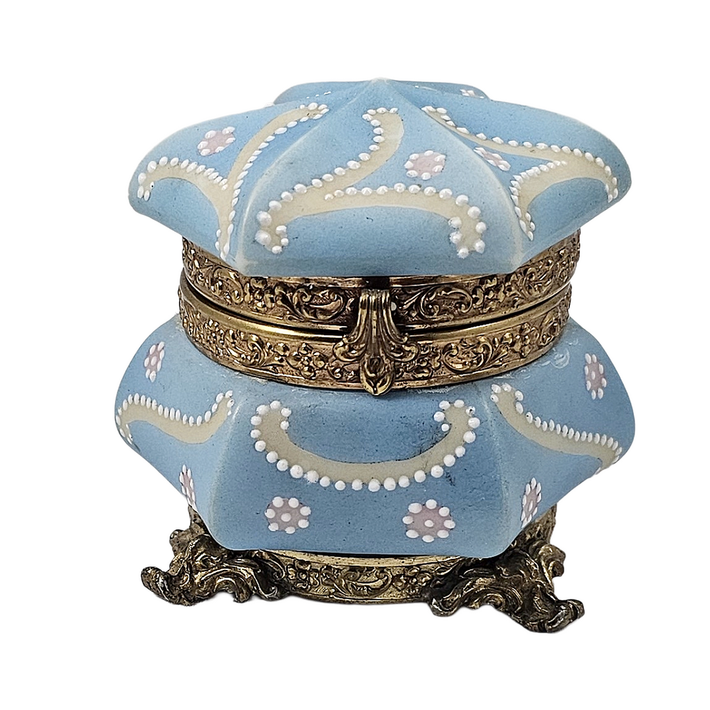 C. F. Monroe Nakara Powder Blue Footed Trinket Dresser Box