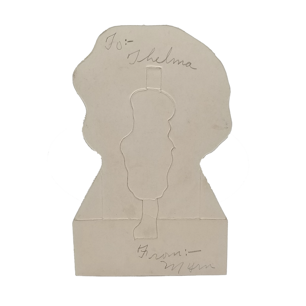 Die Cut Valentine Card Child in Navy Sailor Suit Under Umbrella of Hearts